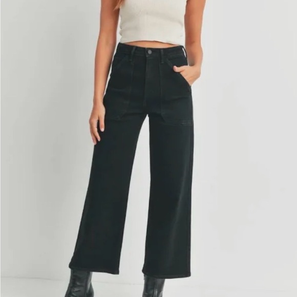 Just Black Cargo Wide-Leg Jeans - Picture 1 of 6